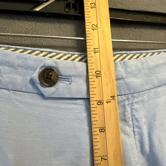 Brooks Brothers Bermuda Shorts Baird McNutt Irish Linen Blend Size 33 Solid Blue - Picture 5 of 9